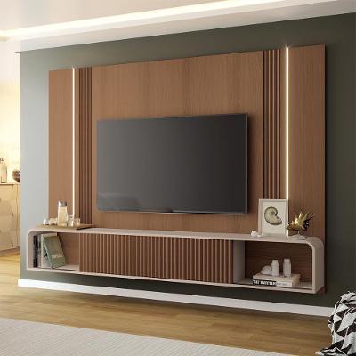 Home Suspenso Rennes para Tv 85 Polegadas 219cm Mdf Mdp com Led Castanho Off White Gran Belo
