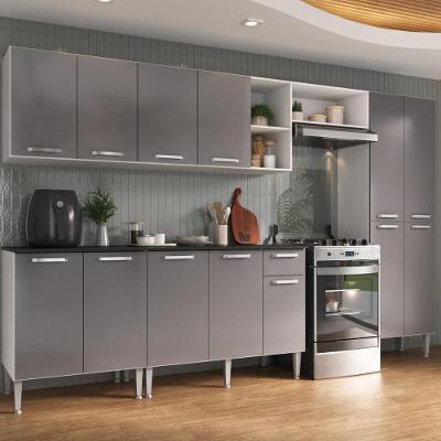 Armário Cozinha Modulada Completa 298cm Pequim Top Multimóveis Mp3770 Branco-lacca Fumê