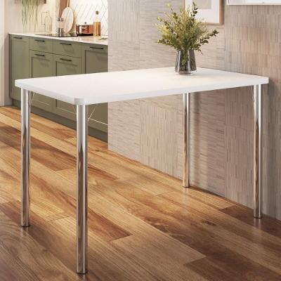 Mesa De Jantar Retangular 4 Lugares Multimóveis CR50269 Cromado-branco Cromado-branco