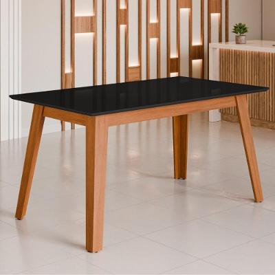 Mesa De Jantar Com Vidro 6 Lugares Multimóveis Cr50230 Cinamomo-preto
