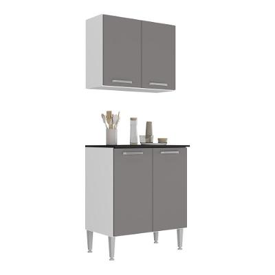 Kit Armário Cozinha Aéreo E Balcão 70cm 4 Portas Multimóveis