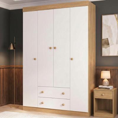 Guarda Roupa Solteiro Lira MP4804 4 Portas 2 Gavetas MDP Madeirado-Branco Multimóveis