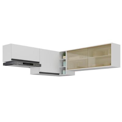 Kit Armário Cozinha Aéreo Canto 90cm Com Aéreo 70cm E Aéreo 120cm Veneza Multimóveis Mp2287 Branco-Preto