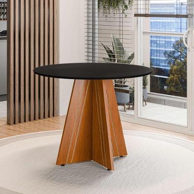 Mesa De Jantar Redonda 4 Lugares Multimóveis Cr50244 Cinamomo-preto