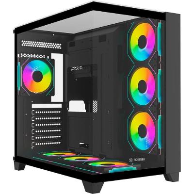 Gabinete Gamer Clarity Full Glass Aquario ATX Aco Vidro Temperado Preto Fortrek
