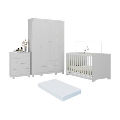 Quarto de Bebê Completo MP4602 Allegra 4 Portas 4 Gavetas MDP 122cm Branco Multimóveis