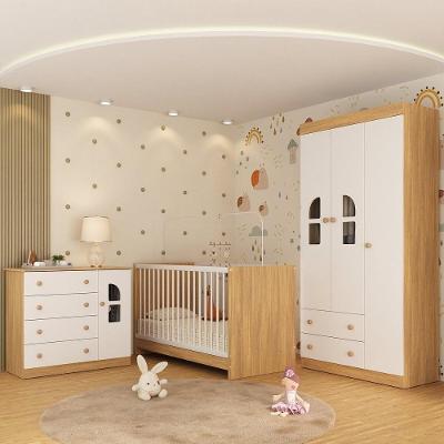 Conjunto de Quarto de Bebê Amora MP4557 4 Portas 6 Gavetas MDP-MDF Amadeirado Multimóveis