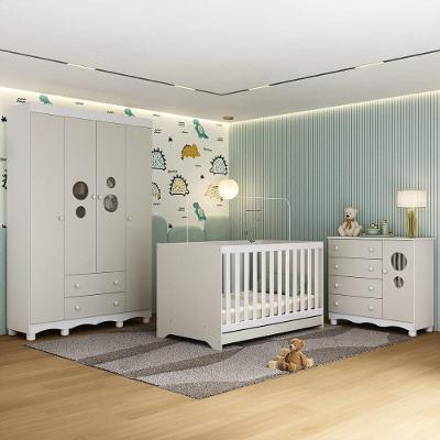 Quarto de Bebê Completo Suspiro MP4616 5 Portas 6 Gavetas em MDP-MDF 122cm Branco-off White