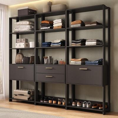 Guarda-roupa Closet Modulado Texas 2 Portas 2 Gavetas 219cm Multimóveis Mp4793 Preto