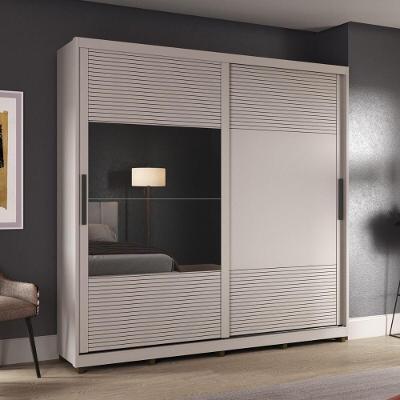 Guarda Roupa Casal CR35397 2 Portas Correr 3 Gavetas MDF Cinza Multimóveis