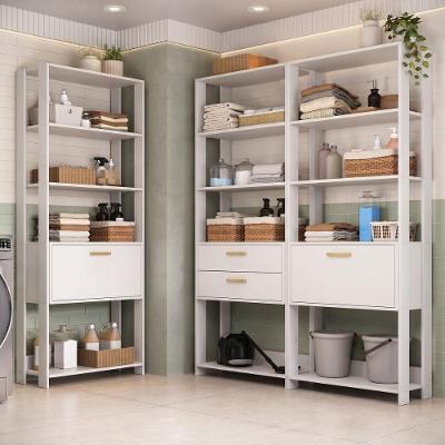 Armário de Lavanderia Multiuso MP5535 2 Portas 12 Prateleiras 219cm Branco Multimóveis