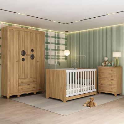 Quarto de Bebê Completo Suspiro MP4620 4 Portas 6 Gavetas em Madeira de Reflorestamento 122cm Branco