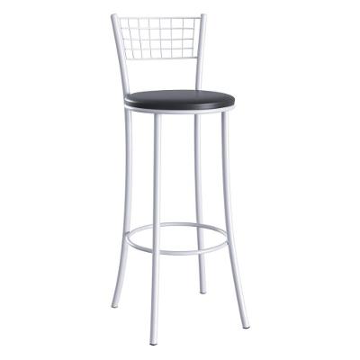 Banqueta Alta Aço Com Assento Estofado Multimóveis CR50263 Branco-preto