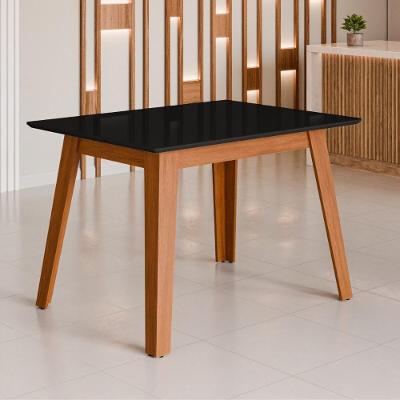 Mesa De Jantar Com Vidro 4 Lugares Multimóveis Cr50229 Cinamomo-preto