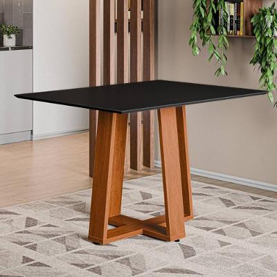 Mesa De Jantar Com Vidro 4 Lugares Multimóveis Cr50241 Cinamomo-preto