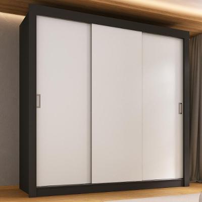 Guarda-roupa Casal Multimóveis Barcelona 3 Portas De Correr Cr35401 Preto-branco Preto-branco