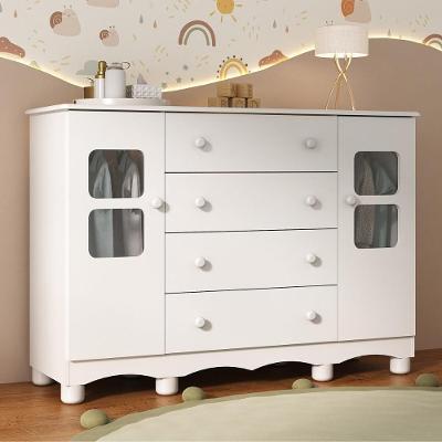 Cômoda Infantil Luna MP4415 4 Gavetas MDF MDP Puxador Plástico Branco Multimóveis