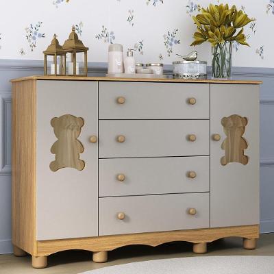 Cômoda Infantil Mp4808 Ternura 4 Gavetas Mdf Mdp Madeirado-off White Multimóveis