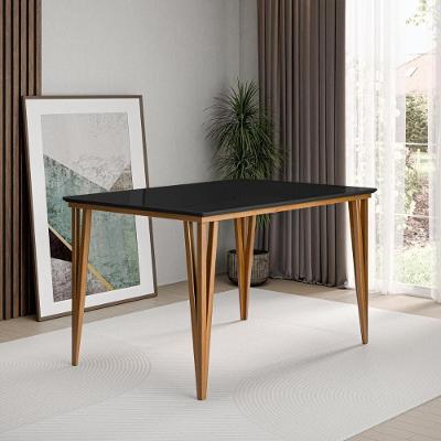 Mesa De Jantar Com Vidro 4 Lugares Multimóveis Cr50250 Imbuia-preto