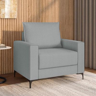 Poltrona Decorativa 81cm Com Pés Metálicos Multimóveis CR45344 Cinza Escuro