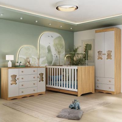 Quarto de Bebê Completo MP4810 Doçura com Berço Americano 3 em 1 4 Portas 6 Gavetas MDP Amadeirado