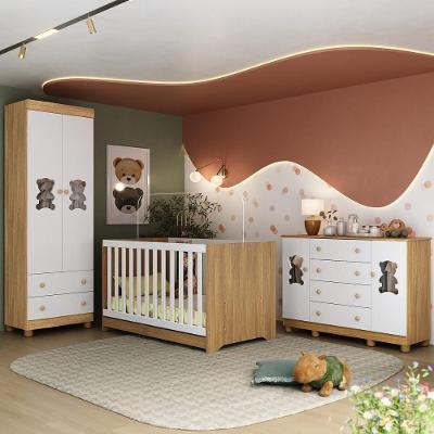 Quarto de Bebê Completo MP4657 Fofura 4 Portas 6 Gavetas Madeira de Reflorestamento Madeirado-branco