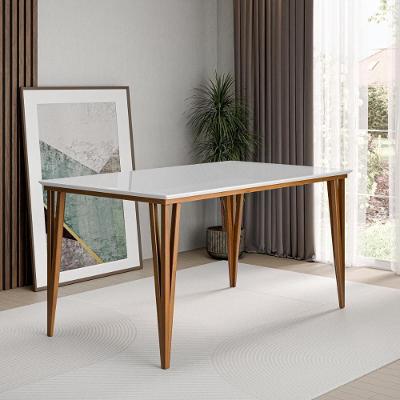 Mesa De Jantar Com Vidro 6 Lugares Multimóveis Cr50251 Imbuia-off White