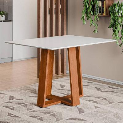 Mesa De Jantar Com Vidro 4 Lugares Multimóveis Cr50241 Cinamomo-off White