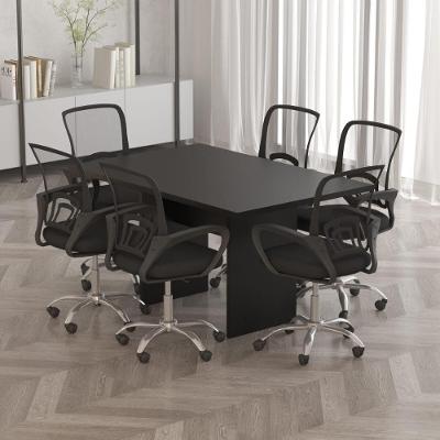 Mesa de Escritório Reunião Retangular CR25337 Moderno MDF-MDP 136cm Preto Multimóveis