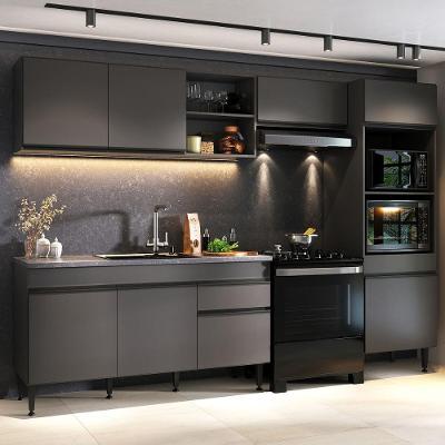 Cozinha Completa Modular Milano MP2397 8 Portas 1 Gaveta 281,5cm Cinza Grafite Multimóveis