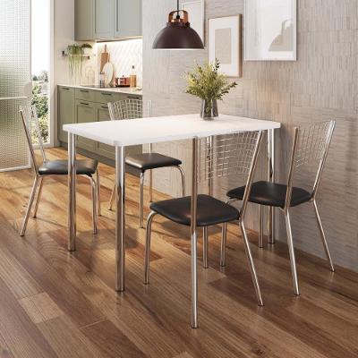 Conjunto Mesa De Jantar Com 4 Cadeiras Multimóveis CR50265 Cromado-branco-preto