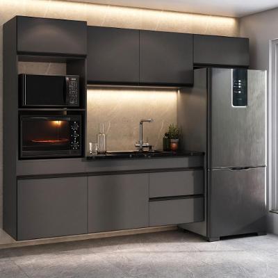 Cozinha Modular Suspensa Milano MP2408 7 Portas 1 Gaveta 251,5cm Cinza Grafite Multimóveis