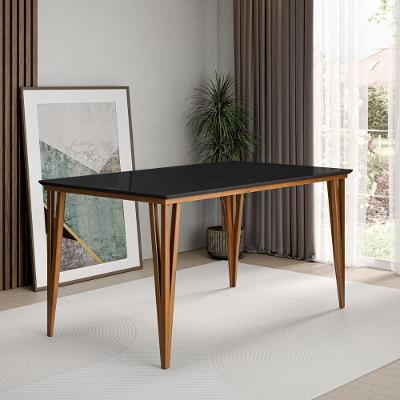 Mesa De Jantar Com Vidro 6 Lugares Multimóveis Cr50251 Imbuia-preto
