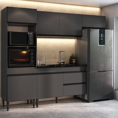 Cozinha Completa Milano MP2398 7 Portas 1 Gaveta MDF MDP 251,5cm Cinza Multimóveis