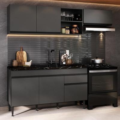 Cozinha Modulada Compacta Milano MP2401 6 Portas MDF MDP 220cm Grafite Multimóveis