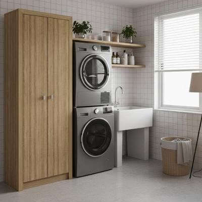 Armário Multiuso Lavanderia 2 Portas 60cm Multimóveis Cr30052 Amêndoa