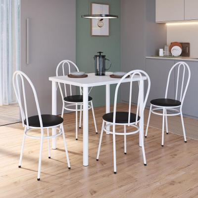 Conjunto Mesa De Jantar Com 4 Cadeiras Multimóveis Cr50266 Branco-preto
