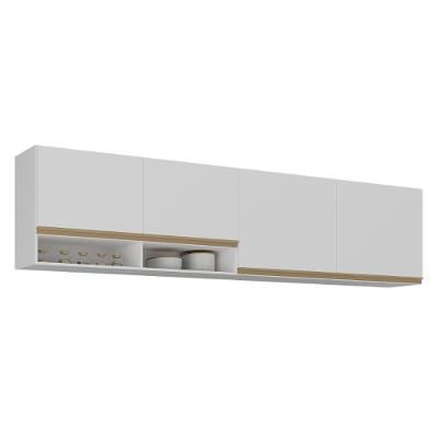 Kit Armário Cozinha Aéreo 105cm Com Aéreo 120cm Veneza Multimóveis Mp2292 Branco-Dourado