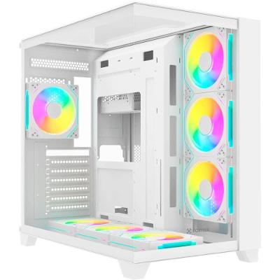 Gabinete Gamer Clarity Full Glass Aquario ATX M-ATX Aco Branco com Painel Lateral Transparente