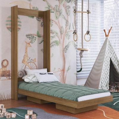 Cama de Solteiro Articulada CR40137 para Colchão 188x78cm com Nichos Mel Multimóveis