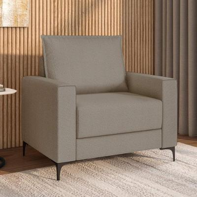 Poltrona Decorativa 81cm Com Pés Metálicos Multimóveis CR45344 Bege Escuro