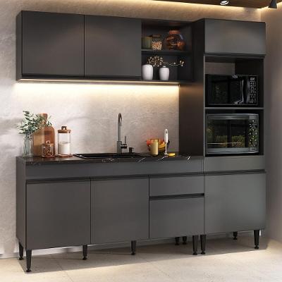 Cozinha Modulada Compacta Milano MP2400 7 Portas MDF MDP 211,5cm Cinza Grafite Multimóveis
