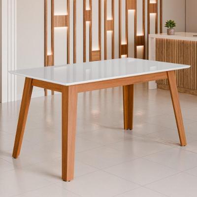 Mesa De Jantar Com Vidro 6 Lugares Multimóveis Cr50230 Cinamomo-off White
