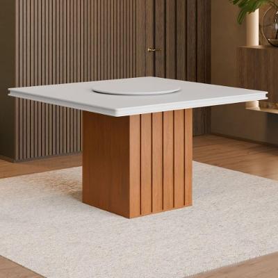 Mesa De Jantar Quadrada Com Tampo Giratório 8 Lugares Multimóveis Cr50231 Cinamomo-off White
