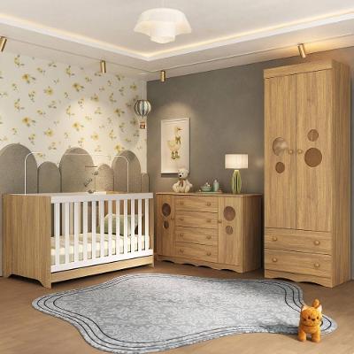Quarto de Bebê Completo Sonho MP4816 com Berço Americano 4 Portas 6 Gavetas MDP-MDF Amadeirado