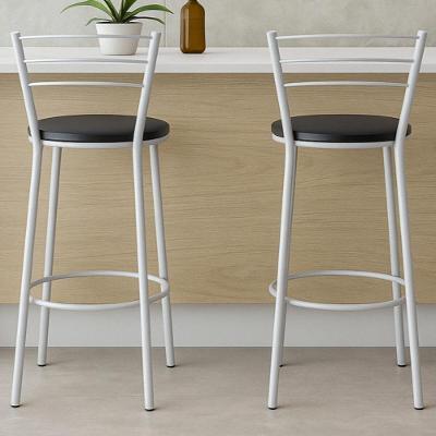 Kit 2 Banquetas Altas Aço Com Assento Estofado Multimóveis CR50260 Branco-preto