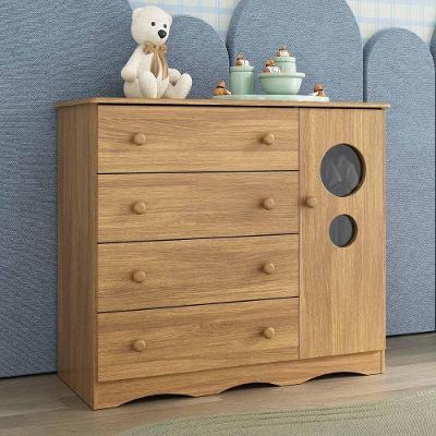 Cômoda Infantil MP4474 4 Gavetas em MDF com Puxador Plástico Amadeirado