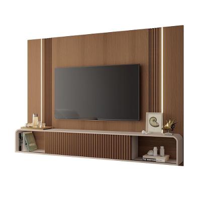 Home Suspenso Rennes para Tv 85" 219cm Mdf Mdp com Led Castanho Off White Gran Belo