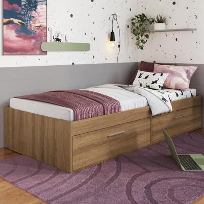 Cama de Solteiro com Baú 2 Portas CR40131 em MDP 15mm Mel Multimóveis