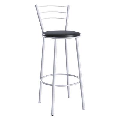 Banqueta Alta Aço Com Assento Estofado Multimóveis CR50261 Branco-preto
